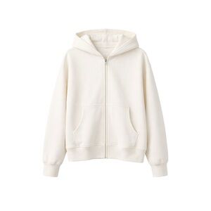 KUT SO Cozy Fleece Boyfriend Fit Zip Hoodie Large Cream NWT Cotton Blend